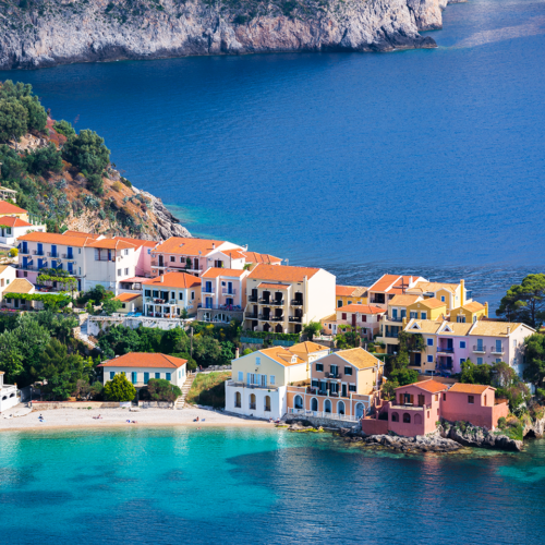 View of Assos village in kefalonia.